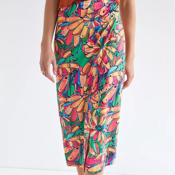 Farm Rio x Anthropologie Getaway XSP, XS, S Green Pink Floral Midi - Picture 6 of 6